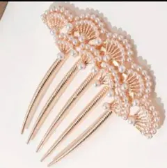 髪飾り　パール　ヘアアクセサリー　かんざし　ゴールド 櫛　簪　着物　浴衣　兵児帯