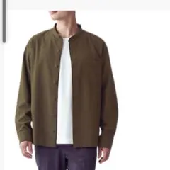 MUJI 無印良品 フランネルシャツ メンズ　Lサイズ　カーキ　オリーブ