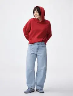 GU バレルレッグジーンズ デニム 62BLUE Mサイズ 丈短め