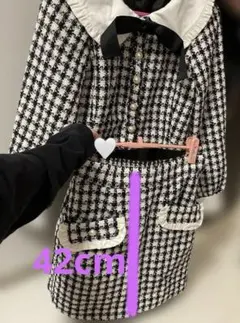 チェック柄襟付きスカートセットアップ ハニーシナモン