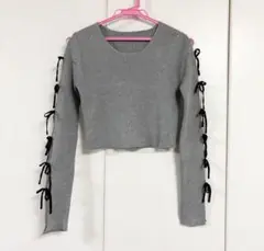 GRL Freeジア スリットスリーブリボンニットトップス