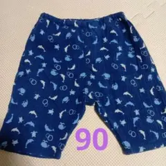 薄手　イルカ　クジラ　亀　総柄　ハーフパンツ　パジャマ　90