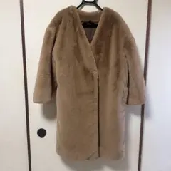 JEANASIS フェイクファーコート ブラウン ノーカラー