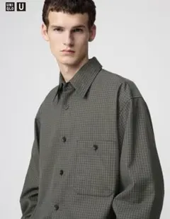 ユニクロu ツイルワークオーバーサイズシャツ xsサイズ 56olive