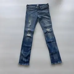 【美品】Moussy マウジー　デニム　ジーンズ　スキニー　ローライズ　ダメージ