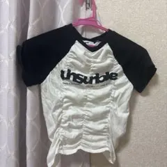 WEGO ラグランTシャツ シャーリング ホワイト ブラック