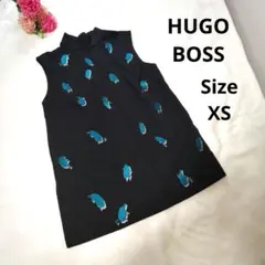 【人気☆HUGO BOSS】黒　ノースリーブ　魚　青　ミニワンピース　サイズXSのサムネイル