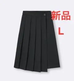 新品　GU ラッププリーツミディスカート+E 黒　ブラック　Lサイズ