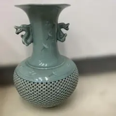 青磁の壺　特大 アンティーク 中国美術 骨董 青花磁 大型壺 大型花瓶