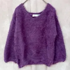 【LEFUA LEA】パープル/長袖ニット/レディース/フワフワ素材/シンプル