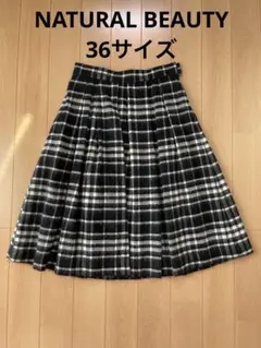 NATURAL BEAUTY チェック柄フレアスカート 36サイズ