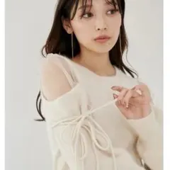 snidel シースルーショルダーニットプルオーバー アイボリー