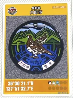 ⚫️マンホールカード 第9弾 長野県 大町市 A001 ロット007 匿名配送