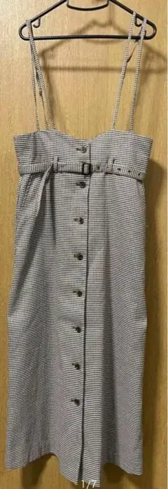 スカート　ロング チェック 茶系　フリーサイズ