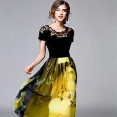 パーティードレス 黒と黄色