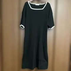 VANDASH ブラックリブ編みワンピース 半袖