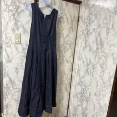 MERCURY DUO ダークブルー ノースリーブ ロングワンピース