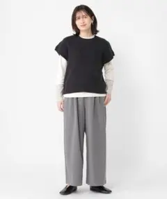 【美品】スタジオクリップイージパンツ。ワイド、グレー春、秋