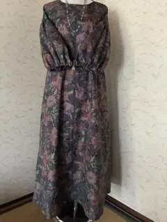 大島紬着物リメイクロングワンピース