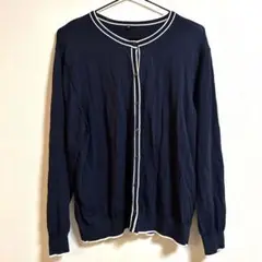 大きいサイズ✨配色花柄カーディガン　紺　ネイビー　3L レーヨン　ゆるだぼ