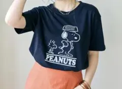 スヌーピーピーナッツフロッキープリント半袖Tシャツ