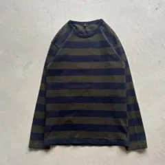old uniqlo border l/s ボーダー ロンt グレー カーキ