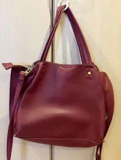 バーガンディ レザー トートバッグ