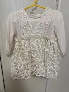 ホワイト刺繍入りベビードレス 80