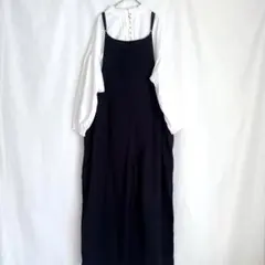 サマンサモスモス コットンサロペット ワイドパンツ ネイビー ゆったり SM2