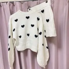 BUBBLES ハートニットセットアップ ホワイト