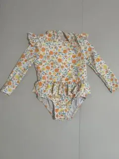 花柄フリル付き長袖ベビー水着 70-80