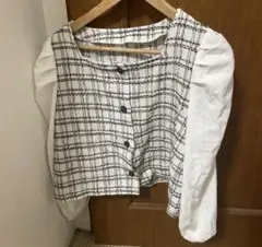 チェック柄バルーンスリーブシャツ