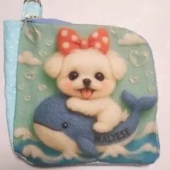 限定品❣️レアパネル生地 マルチーズbagフラット両面ポーチ