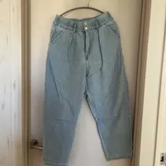 ライトブルー ウエストゴム デニムパンツ Lサイズ