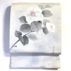 6k725 名古屋帯　絹　蘇州刺繍　白　銀色　グレー　花柄　和装　着物 6k1224 名古屋帯 絹 蘇州刺繍 白 グレー 赤 花柄 和装 着物 - メルカリ