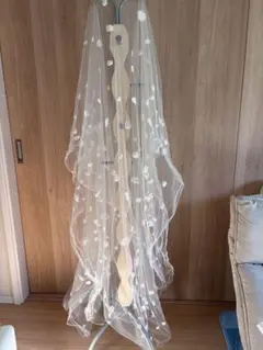 新品花柄刺繍レース生地 チュール生地　ウエディングベールや飾りなど