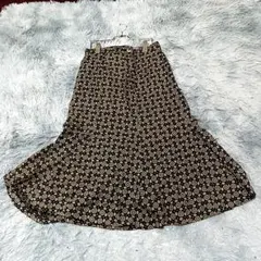 高級 希少 ミラショーン イタリア製 ウール100% 総柄 フレアロングスカート