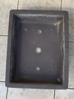 常滑焼長方形深型植木鉢大型号落款刻印あり高12.5cmx47cmx36.5cm