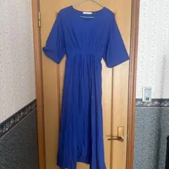 青 半袖 ロングワンピース アメリカンホリック