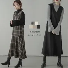 【美品】ブラック Vネックジャンパースカート