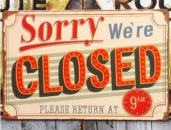 K142 Sorry were closed アメリカ 雑貨 閉店 ブリキ看板