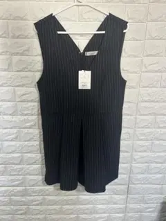 ストライプ ノースリーブオールインワン