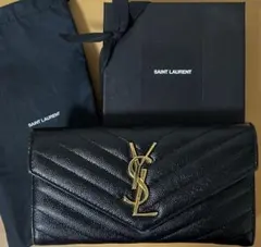 YSL サンローラン 長財布 レザー Vステッチ キルティング