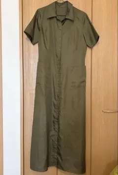 【美品】HIROKO BIS コシノヒロコ　ワンピース　オリーブ　半袖