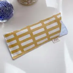 メガネケース　ペンケース等に　★黄色系　格子柄　ハンドメイド