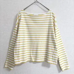 earth music&ecology ボーダーカットソー M　厚手　イエロー