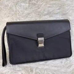 美品✨ダンヒル　セカンドバッグ　クラッチバッグ　レザー　キャンバス　ブラック