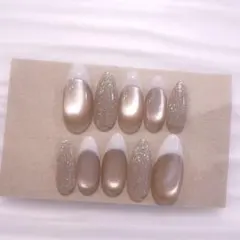 現品　ネイルチップ　フラッシュ　マグネット　フレンチ　ロング