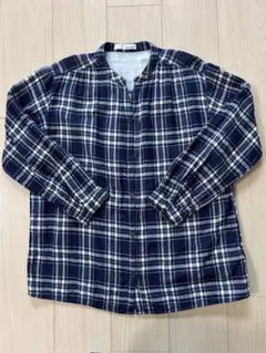 SHOO-la-RUE ネイビー・ホワイトチェック柄長袖シャツ　Ｌサイズ