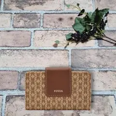 正規品♡ Fossil フォッシル カードケース ジッパー プリント ブラウン